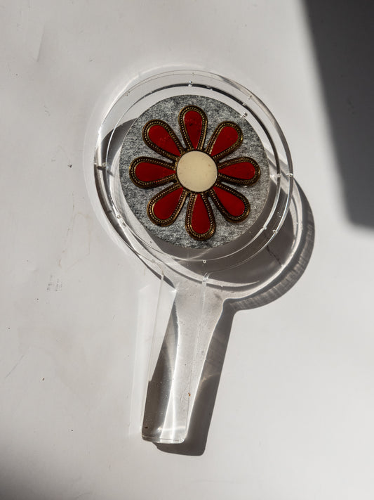 RESIN HAND MIRROR | CLEAR WITH VINTAGE DAISY