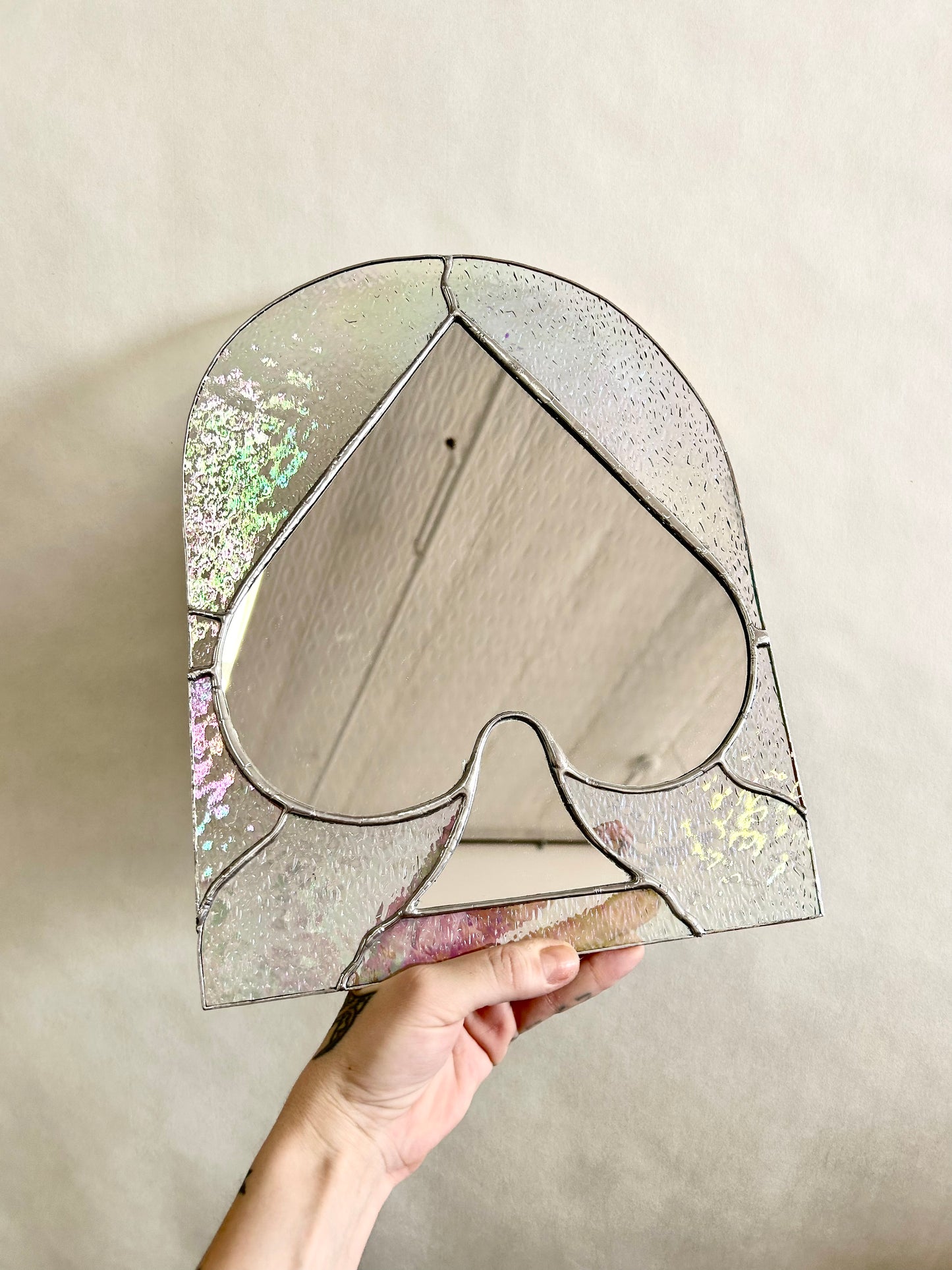 Clear Iridescent spade mirror